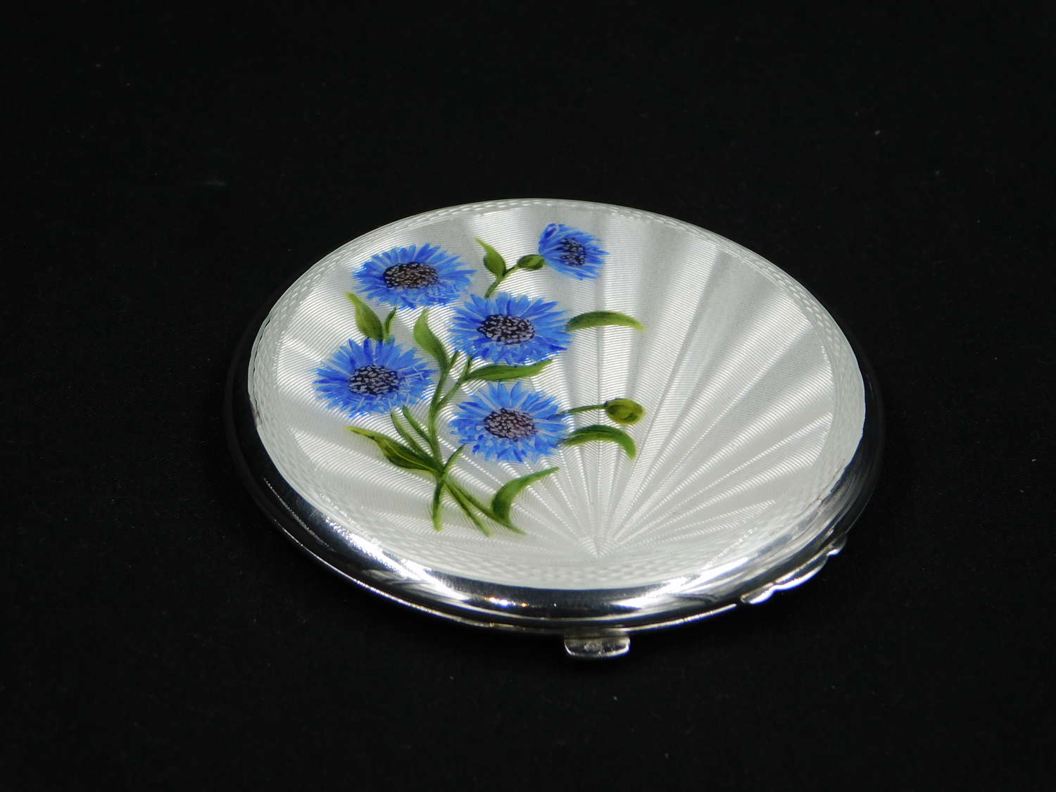 Silver and Guilloche Enamel Powder Compact
