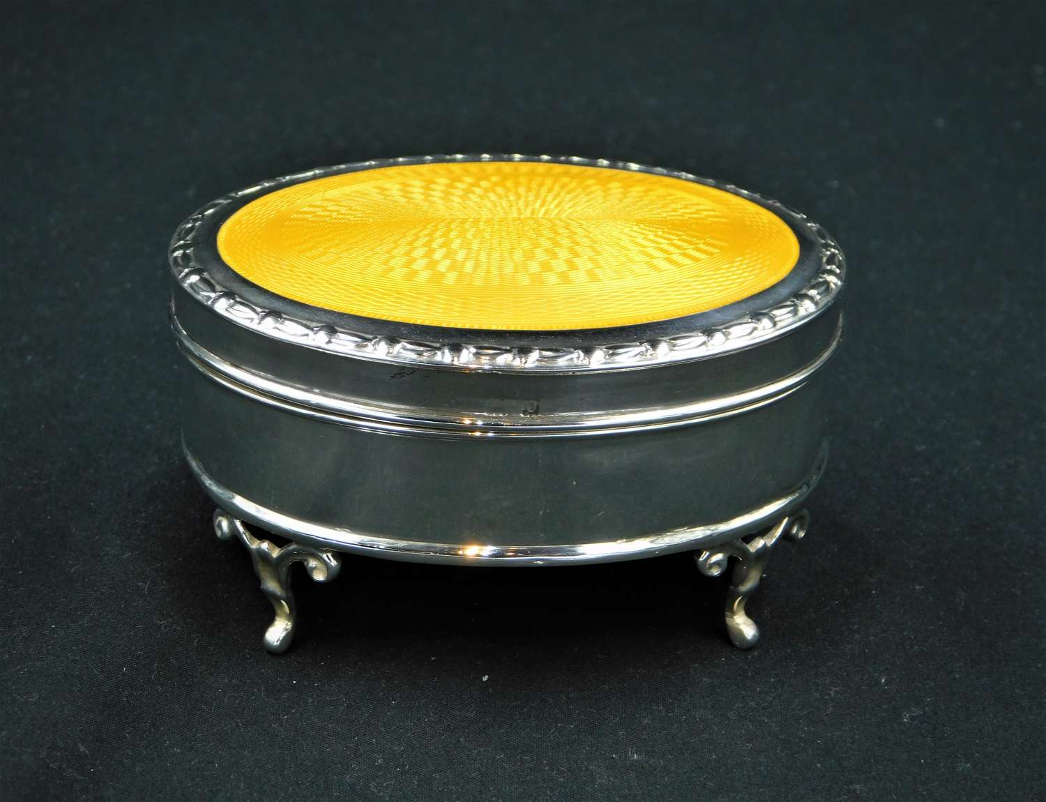 Silver and Guilloche Enamel Jewellery/Dressing Table Box