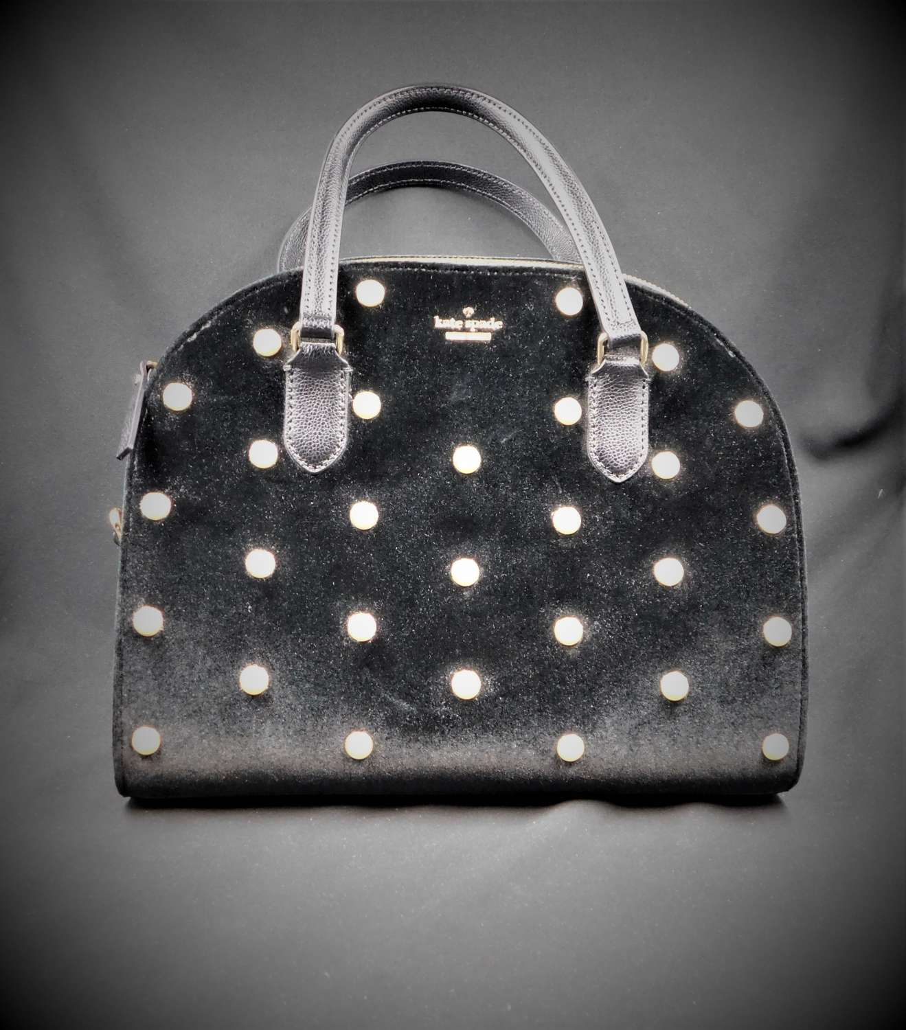 Kate Spade Leather, Velour and Pearl Studded Bag